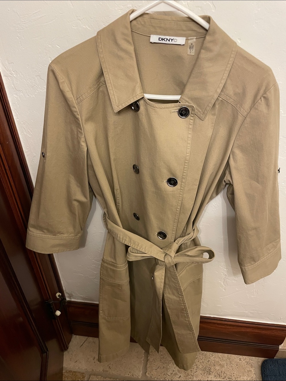 DKNY Classic Khaki Trench Coat with Belt